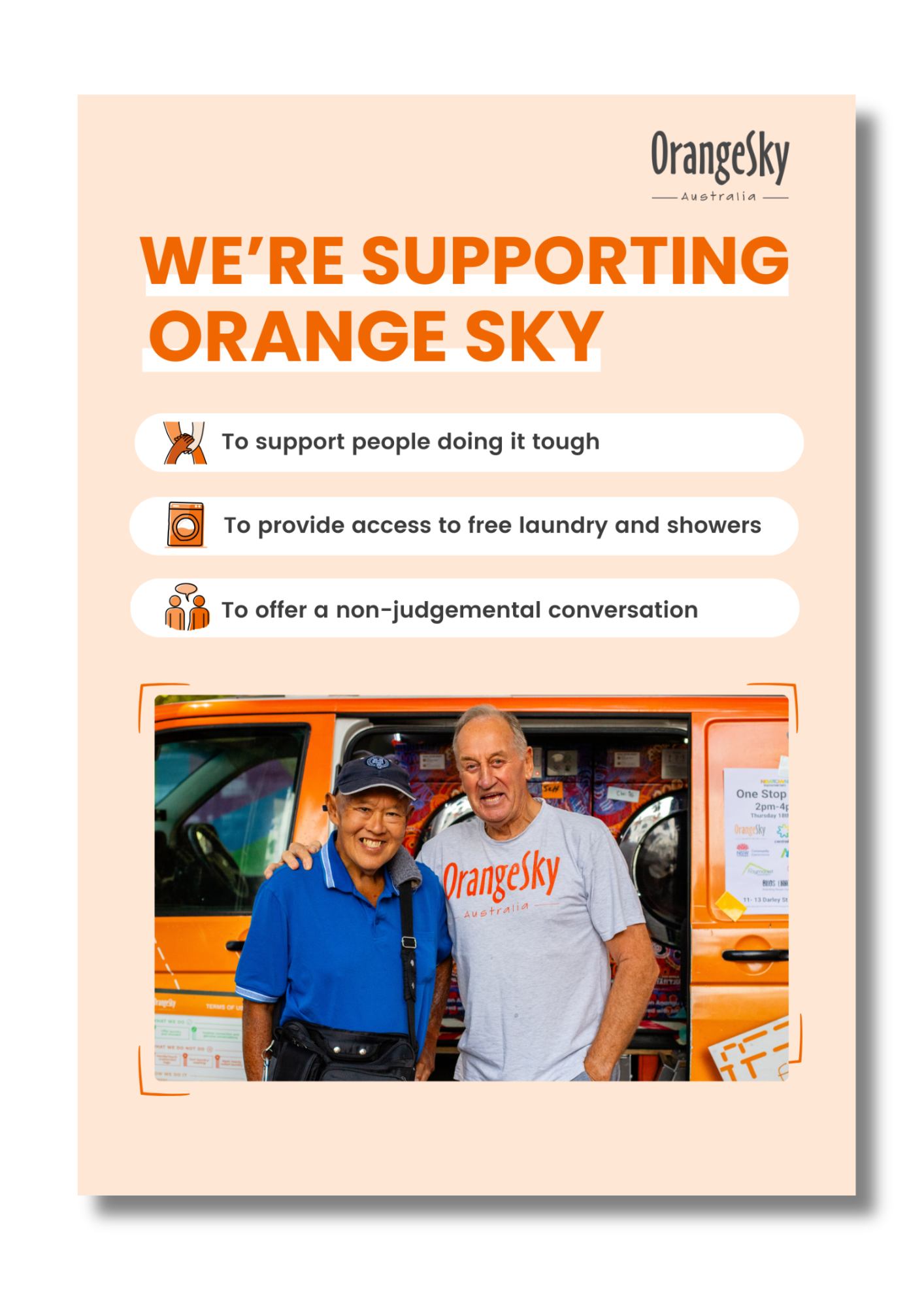 We're Supporting Orange Sky - Poster / Flyer